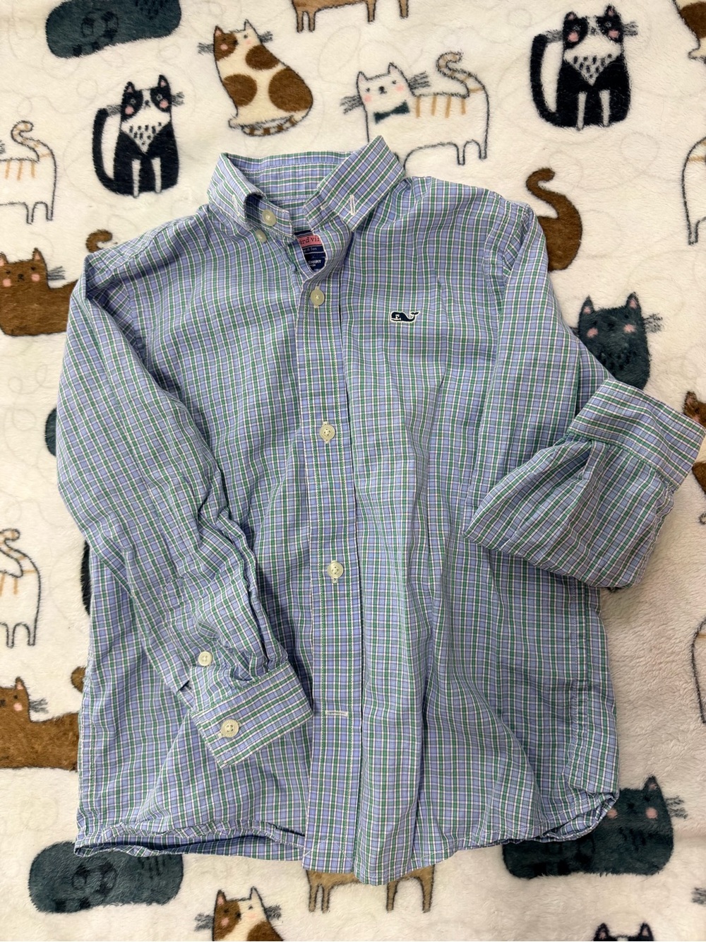 3x$27 Vineyard Vines  Vineyard Vines Blue & Green Plaid Button-Down Shirt